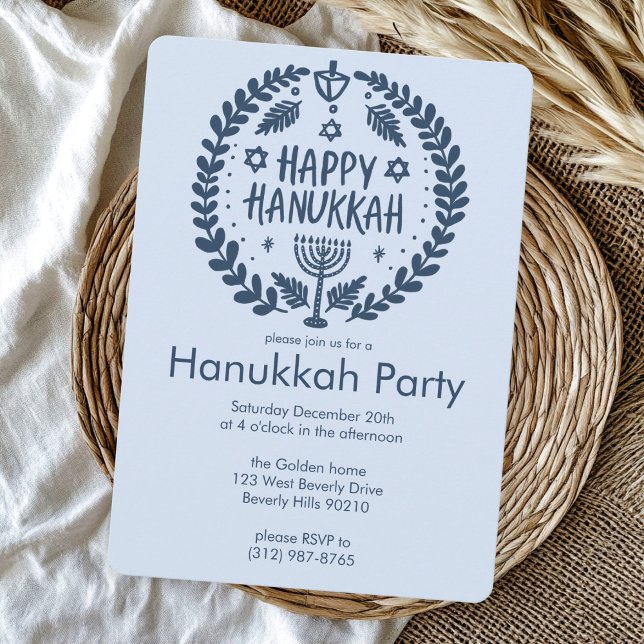 Invitation Hanoukka Holiday Party Cute Main Drake Custom (Hanukkah Holiday Party Cute Hand-Drawn Custom Invitation
)