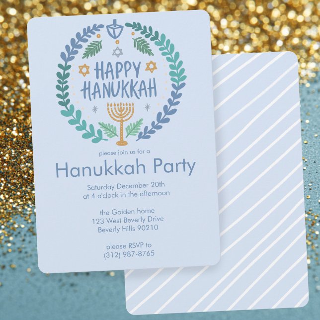 Invitation Hanoukka Holiday Party Cute Main Drake Custom (Hanukkah Holiday Party Cute Hand-Drawn Custom Invitation
)