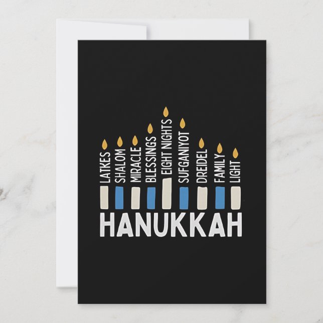 Invitation Hanoukka Juif de la fête juive Menorah Juif (Devant)