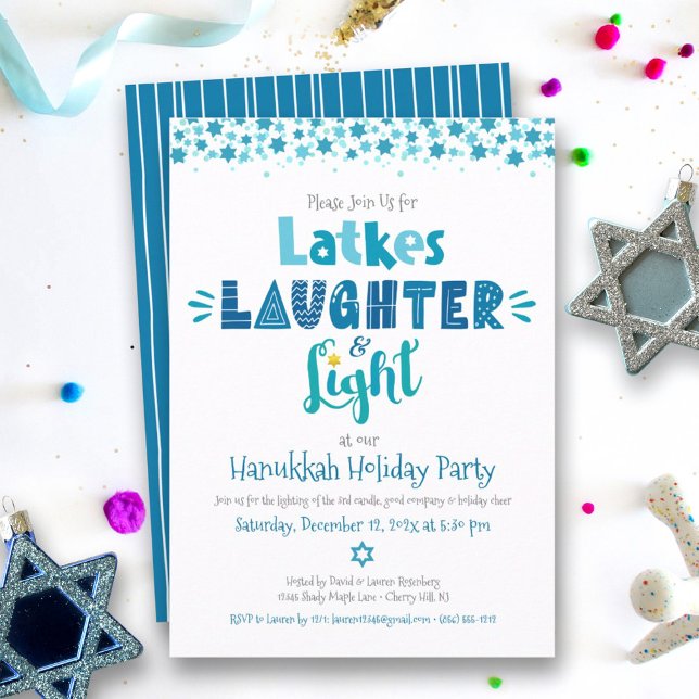 Invitation Hanoukka Latke Laughter Light Fun Modern Party (Créateur téléchargé)