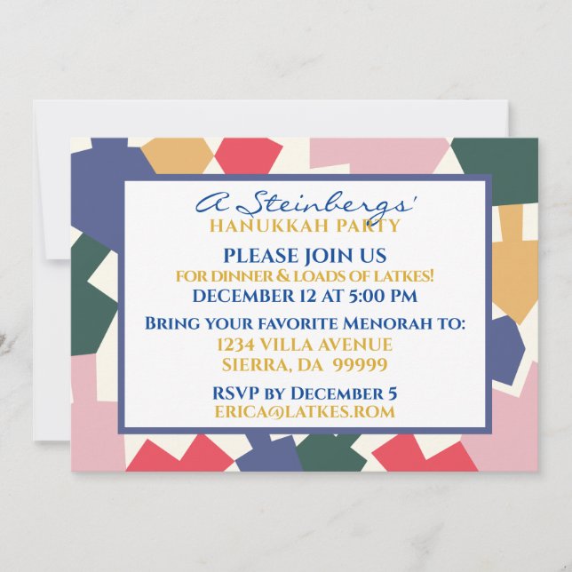 Invitation Hanoukka Modern Dreidels (Devant)