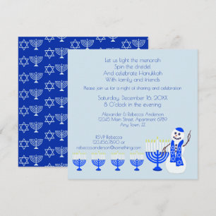 Invitation Hanoukka Snowman Amusants Famille Et Amis Vacances