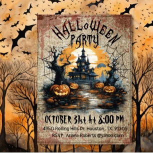 Invitation Hantée effrayante MaisonHalloween Parti