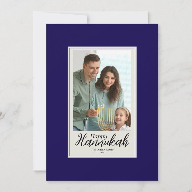Invitation Hanukkah Card Family Photo Holiday Blessing (Devant)