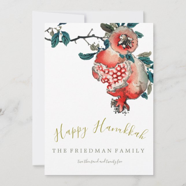 Invitation Hanukkah Festival des lumières élégant Grenade dor (Dos)