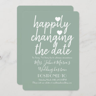 Invitation Happily Changing Date Mariage Sage Green