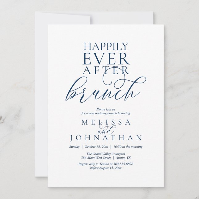 Invitation Happily Ever After Brunch, Modern Classy Wedding (Devant)