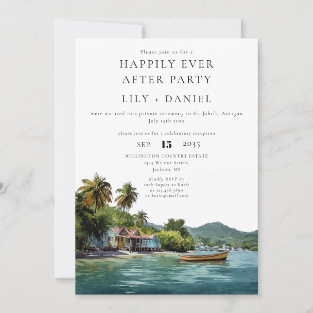 Invitation Happily Ever After Caribbean Photo Wedding (Devant)