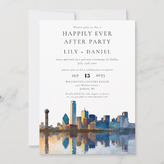 Invitation Happily Ever After Dallas Wedding (Devant)