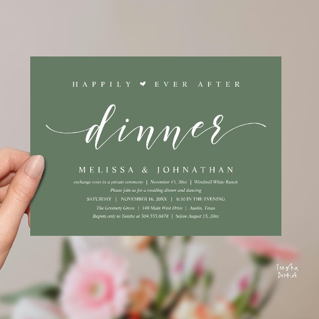 Invitation Happily Ever After Dinner, Modern Minimalist (Happily Ever After Dinner, Modern Minimalist reception Invitation Card, sage green)
