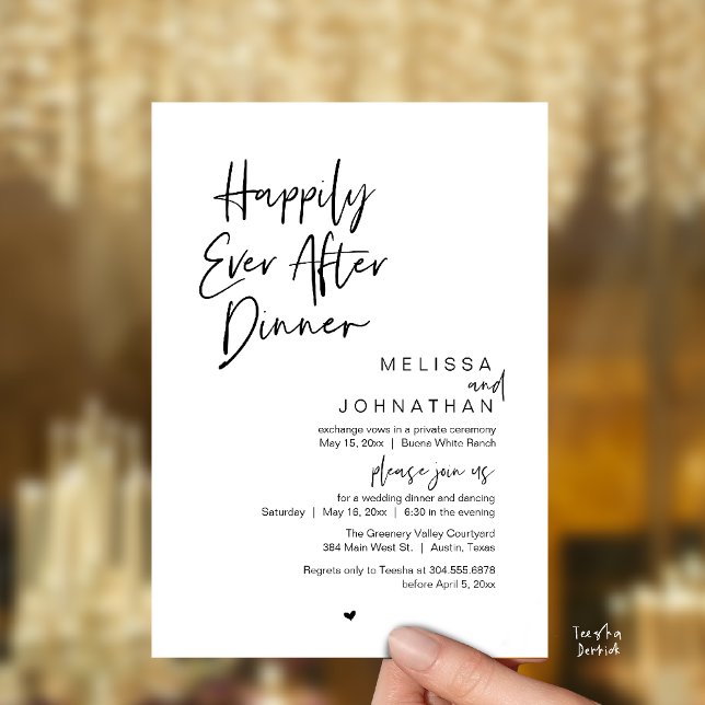 Invitation Happily Ever After Dinner Modern Wedding Party (Happily Ever After Dinner Modern Wedding Reception Party Invitation Card Black White)