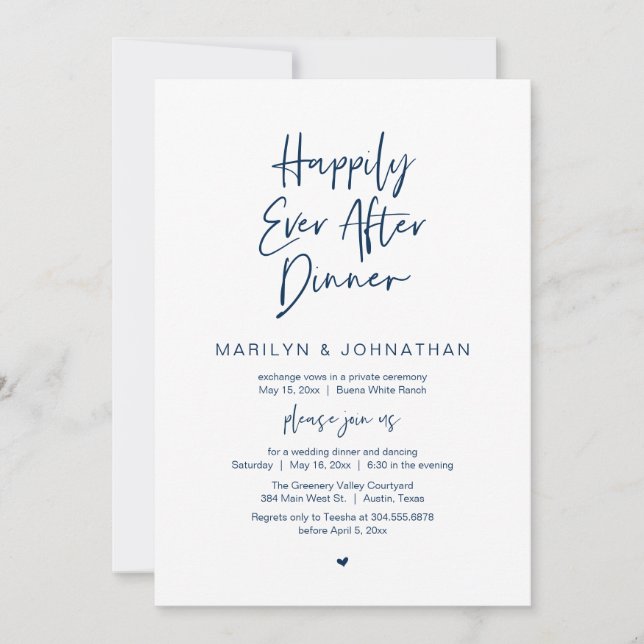 Invitation Happily Ever After Dinner Modern Wedding Reception (Devant)