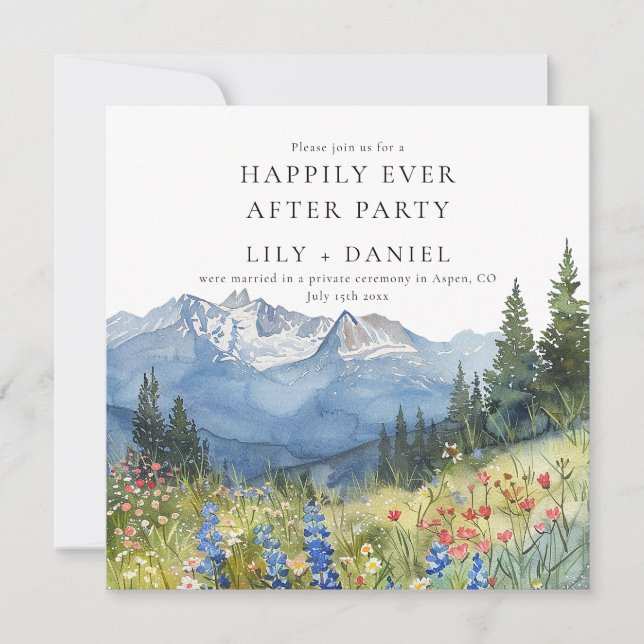 Invitation Happily Ever After Mountain Floral Wedding (Devant)