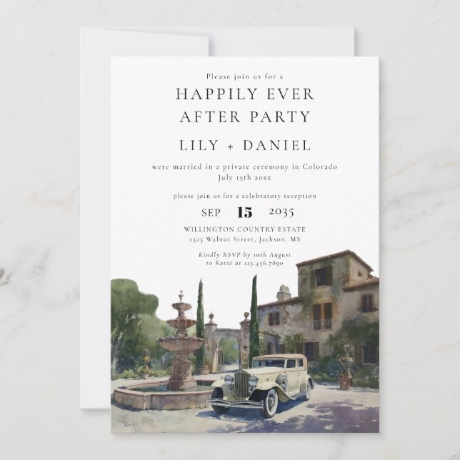 Invitation Happily Ever After Old Money Estate Wedding (Devant)