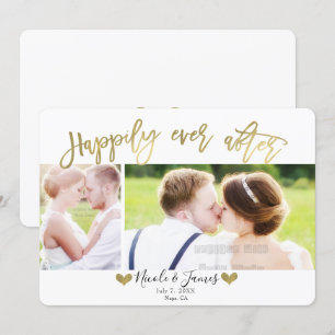 Invitation Happily Ever After Or Doré 2 Photo Mariage Fiançai