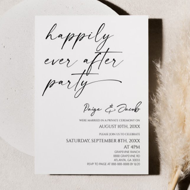 Invitation Happily Ever After Party Minimal Wedding Reception (Créateur téléchargé)
