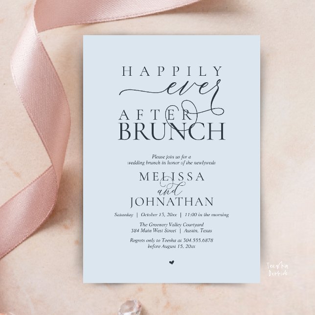 Invitation Happily Ever After Party Wedding Elopement Dinner (Happily Ever After Brunch Wedding Elopement Celebration Invitation Card in Misty Blue)