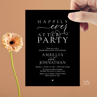 Invitation Happily Ever After Party Wedding Elopement Dinner