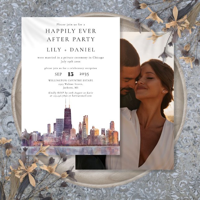 Invitation Happily Ever After Photo Chicago Wedding (Créateur téléchargé)