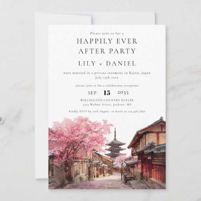 Invitation Happily Ever After Photo Kyoto Japan Wedding (Devant)
