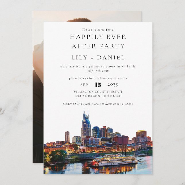 Invitation Happily Ever After Photo Nashville Wedding (Devant / Derrière)