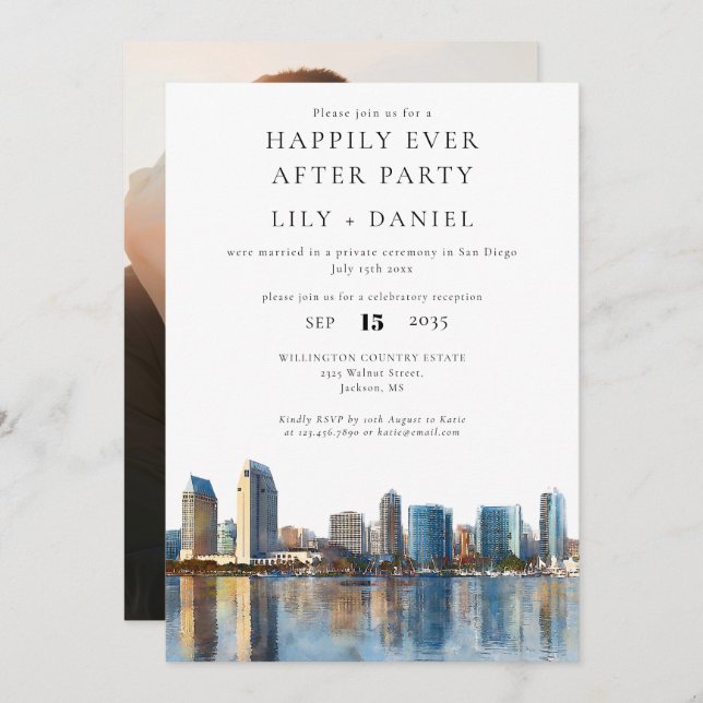 Invitation Happily Ever After Photo San Diego Wedding (Devant / Derrière)
