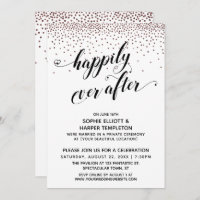 Happily Ever Ever Cœurs Script Rose Gold Confetti