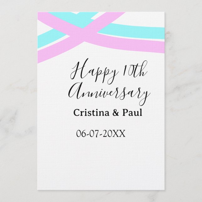 Invitation Happy 10th anniversary simple minimal wedding name (Devant)