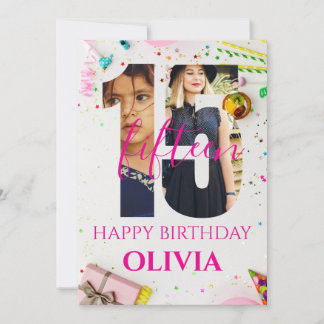 Invitation happy 15th Birthday Personalized card