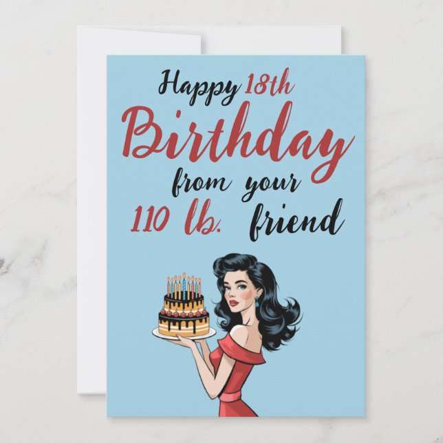 Invitation Happy 18th Birthday from Your 110 lb Friend Funny (Devant)