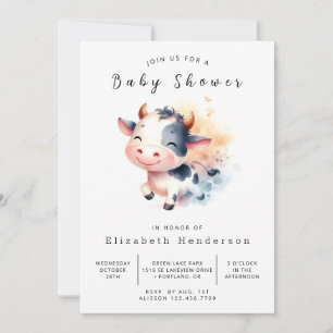 Invitation Happy Animal unique Baby shower de vache