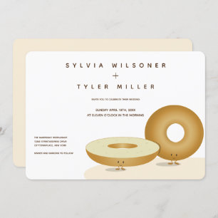 Invitation Happy Bagels Mariage crème blanche Brown