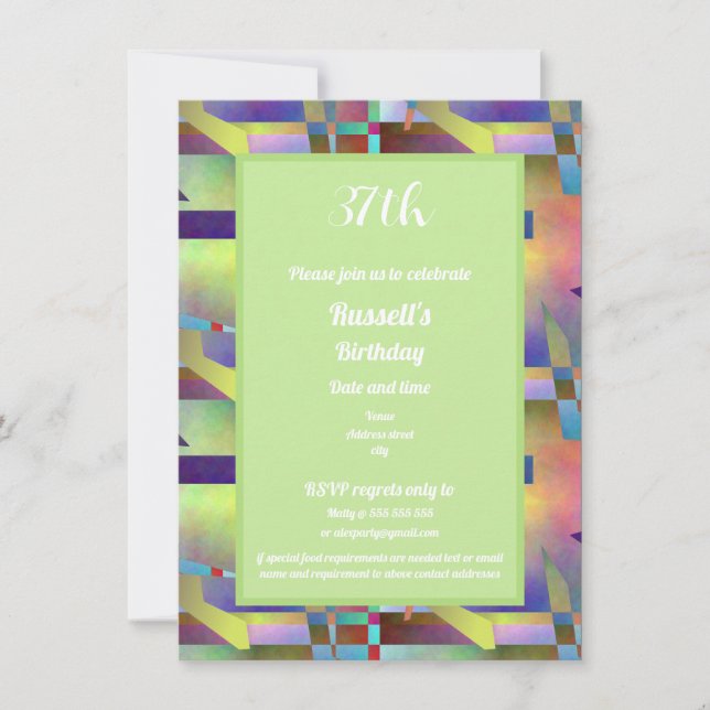 Invitation Happy Birthday Adult Any Age Abstract Pattern (Devant)