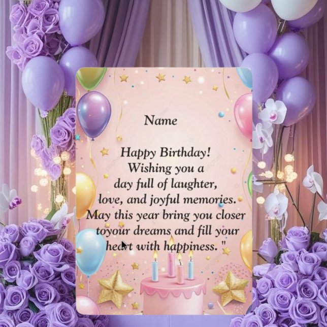 Invitation  Happy Birthday Card - Joyful Wishes, Balloons & C (Créateur téléchargé)