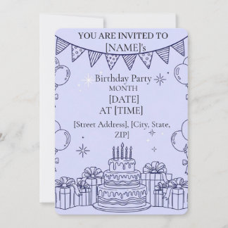 Invitation Happy Birthday Celebration Line Art – Tiered Cake