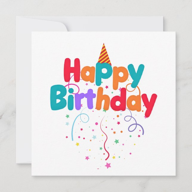 Invitation Happy Birthday Confetti (Devant)