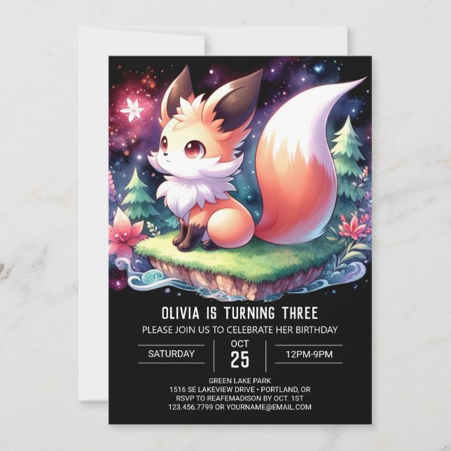 Invitation Happy Boho Fox Anniversaire numérique (Devant)