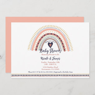 Invitation Happy Boho Rainbow Baby shower moderne