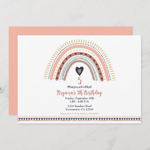 Invitation Happy Boho Rainbow Modern Anniversaire de enfant P