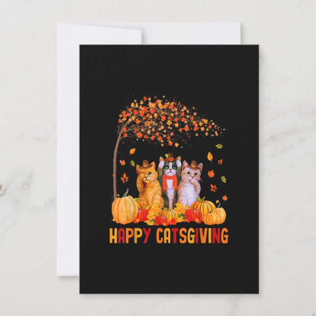 Invitation Happy Catsgiving Mignon Cadeau de Thanksgiving pou (Devant)