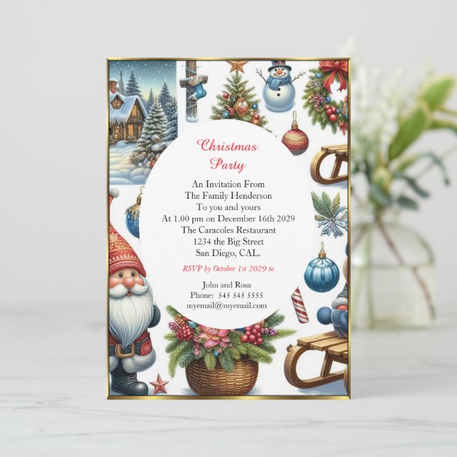 Invitation Happy Christmas beautiful party friends family (Debout devant)