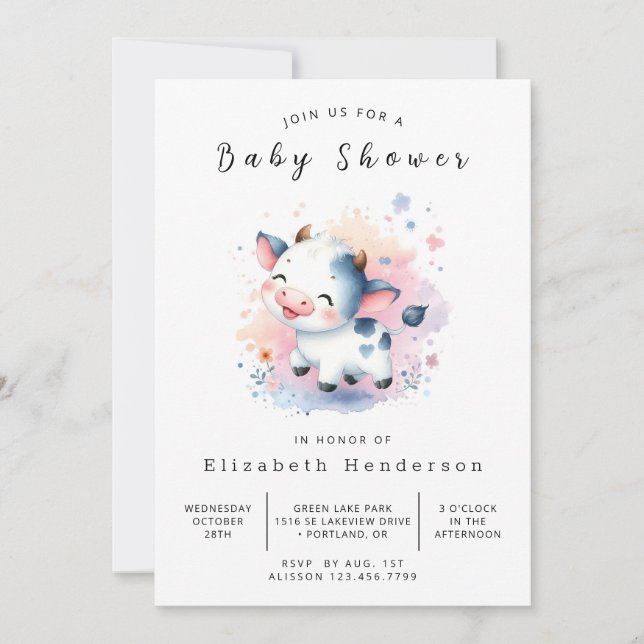 Invitation Happy Cow Baby shower enchanté (Devant)