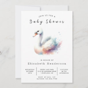 Invitation Happy Digital Swan Baby shower