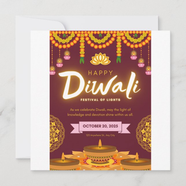 Invitation Happy Diwali the festival of light (Devant)