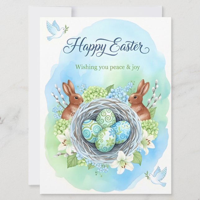Invitation Happy Easter Watercolor Card (Devant)
