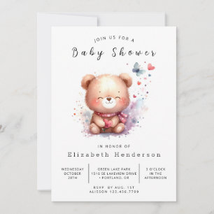 Invitation Happy Editable Bear Baby shower
