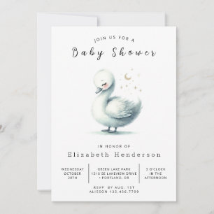 Invitation Happy Editable Swan Baby shower
