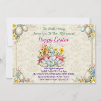 Invitation Happy Eeaster Cute Bunny