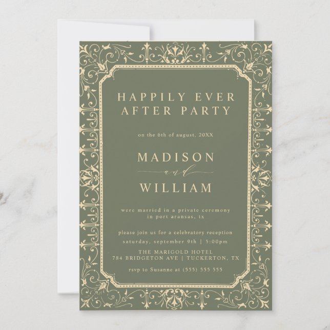 Invitation Happy Ever After Vintage Book Elopement (Devant)
