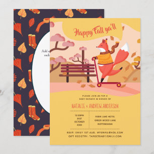 Invitation Happy Fall Ya'll Fox Hygge Folk Art Baby shower